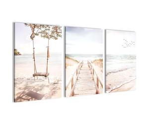 Novart Cuadros Playa Mar - COMPLETAMENTE LISTO PARA COLGAR - Sala de estar Dormitorio Pasillo - Boho beige - N038136b