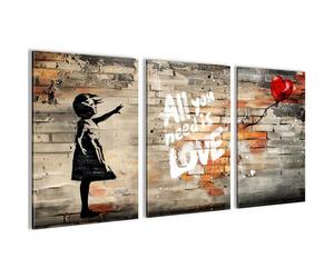 Novart Juego de cuadros Banksy - NO SE NECESITA MARCO EXTRA - Cuadros de pared para Salón Dormitorio Oficina - Decoración 3 piezas Girl with balloon - N042036a
