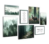 Novart Set Cuadros Decorativos - COMPLETAMENTE LISTO PARA COLGAR - Imágenes - Ciervo forestal - 7 Partes - N004671a