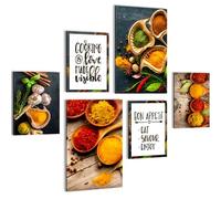 Novart Set Cuadros Decorativos - COMPLETAMENTE LISTO PARA COLGAR - Imágenes - Cocina - 7 Partes - N000467a
