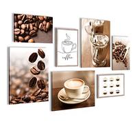 Novart Set Cuadros Decorativos - COMPLETAMENTE LISTO PARA COLGAR - Imágenes - Cocina de café - 7 Partes - N004371a