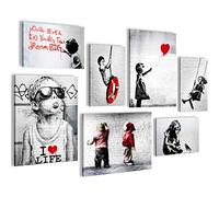Novart Set Cuadros Decorativos - COMPLETAMENTE LISTO PARA COLGAR - Imágenes - Collage bancario - 7 Partes - N003171a