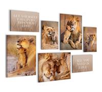 Novart Set Cuadros Decorativos - COMPLETAMENTE LISTO PARA COLGAR - Imágenes - Leones África Animales - 7 Partes - N036271a