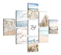 Novart Set Cuadros Decorativos - COMPLETAMENTE LISTO PARA COLGAR - Imágenes - Playa Mar - 9 Partes - N026091a