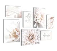 Novart Set de Decoración de Pared con Cuadros con Flores Abstractas Cuadro - LISTO PARA COLGAR - No Necesita Marco - Dormitorio Salón Cocina - N033571a