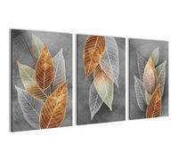 Novart Set de Decoración de Pared con Cuadros con Hojas Abstractas Cuadro - LISTO PARA COLGAR - No Necesita Marco - Dormitorio Salón Cocina - N035436b