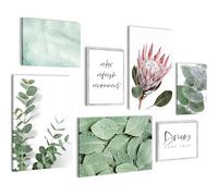 Novart Set de Decoración de Pared con Cuadros Conjunto de Plantas con Hojas Verdes Cuadro - LISTO PARA COLGAR - No Necesita Marco - Dormitorio Salón Cocina - N005372a