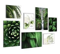 Novart Set de Decoración de Pared con Cuadros Hojas Verdes en Cascada Cuadro - LISTO PARA COLGAR - No Necesita Marco - Dormitorio Salón Cocina - N004072a