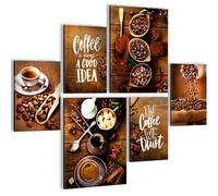 Novart Set de Decoración de Pared con Cuadros La Foto de Café Cuadro - LISTO PARA COLGAR - No Necesita Marco - Dormitorio Salón Cocina - N034263a