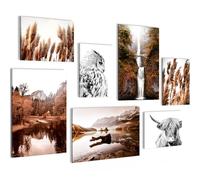 Novart Set de Decoración de Pared con Cuadros Naturaleza de Montañas y Lago Cuadro - LISTO PARA COLGAR - No Necesita Marco - Dormitorio Salón Cocina - N005572a