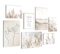 Novart Set de Decoración de Pared con Cuadros Playa Boho Cuadro - LISTO PARA COLGAR - No Necesita Marco - Dormitorio Salón Cocina - N023372a