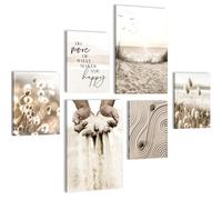 Novart Set de Decoración de Pared con Cuadros Playa de Bohemia Cuadro - LISTO PARA COLGAR - No Necesita Marco - Dormitorio Salón Cocina - N035367a