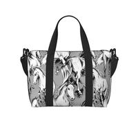 Novastar - Bolsa de mano para portátil para mujer, trabajo - Sketch Cute Horse Black White Overnight Weekender Bolsas para mujeres de viaje, bolsa de gimnasio para mujeres y hombres, bolsas de viaje