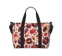 Novastar - Bolsa de mano para portátil para mujer, trabajo - Skull Rock record Music Heart Bolsas de fin de semana para mujer, viajes, bolsa de gimnasio para mujeres y hombres, bolsas de viaje