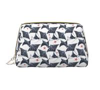 Novastar Bolsa de maquillaje de viaje grande - Cool Stingray Fish Cute PVC Leather Cosmetic Bags para mujeres con cremallera, bolsa de maquillaje portátil para el cuidado de la piel, bolsa de aseo
