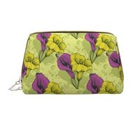 Novastar Bolsa de maquillaje grande de viaje, coloridas flores de lirio de cala, bolsas de cosméticos de piel de PVC para mujeres con cremallera, bolsa de maquillaje portátil para el cuidado de la