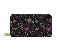 Novastar Cartera de piel fina para mujeres y hombres, con diseño de corazón y estrellas, para mujeres y hombres, con cremallera