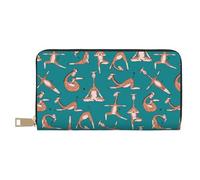 Novastar Cartera de piel fina para mujeres y hombres, con jirafas que hacen varios tipos de tarjetas de yoga, cartera para mujeres y hombres, con cremallera