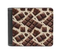 Novastar Cartera delgada de cuero para hombre, con estampado de chocolate, pequeña y delgada y plegable con bolsillo frontal