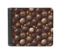 Novastar Cartera delgada de cuero para hombre, con estampado de nueces de chocolate brillante, pequeña y delgada con bolsillo frontal plegable