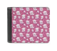 Novastar Cartera delgada de cuero para hombre, diseño de ajolote rosa con 1 impresión, pequeño y delgado y plegable con bolsillo frontal