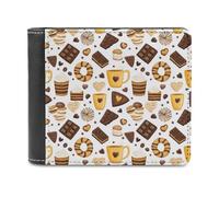 Novastar Cartera delgada de cuero para hombre, diseño de pastel de dona de chocolate, pequeña y delgada y plegable con bolsillo frontal