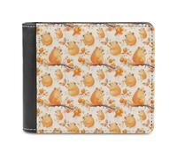 Novastar Cartera delgada de cuero para hombre - Linda naranja Capybara Impresión Pequeña Delgada Bifold Bolsillo Frontal Cartera Porta Tarjetas