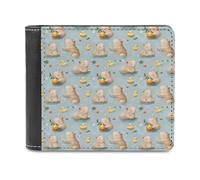 Novastar Cartera delgada de cuero para hombre - Lindo Capybara Duck Print Pequeño Delgado Bifold Bolsillo Frontal Cartera Porta Tarjetas