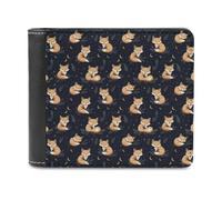 Novastar Cartera delgada de piel para hombre - Cartoon Cute Fox 1 Impresión Pequeña Delgada Bifold Bolsillo Frontal Cartera Porta Tarjetas