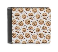 Novastar Cartera delgada de piel para hombre, con estampado de galleta de chocolate, pequeña y fina, con bolsillo frontal y tarjetero
