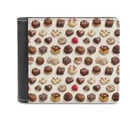 Novastar Cartera delgada de piel para hombre, diseño de pastel de chocolate, pequeña, plegable, bolsillo frontal