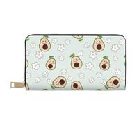 Novastar Carteras delgadas de cuero para mujeres y hombres, bonita cartera de tarjetas verdes con diseño de flor de aguacate para mujeres y hombres con cremallera