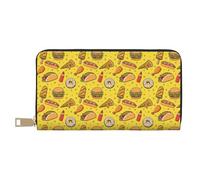 Novastar Carteras delgadas de cuero para mujeres y hombres, bonita cartera para tarjetas de hamburguesa de ketchup para mujeres y hombres con cremallera