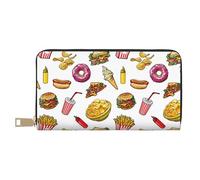 Novastar Carteras delgadas de cuero para mujeres y hombres, bonita cartera para tarjetas de patatas fritas, ketchup, para mujeres y hombres con cremallera