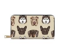 Novastar Carteras delgadas de cuero para mujeres y hombres, bonita cartera para tarjetas de perro bulldog francés husky para mujeres y hombres con cremallera