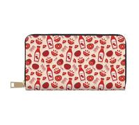Novastar Carteras delgadas de cuero para mujeres y hombres, bonita cartera para tarjetas de tomate y ketchup para hombres y mujeres con cremallera