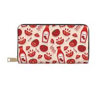 Novastar Carteras delgadas de cuero para mujeres y hombres, bonita cartera para tarjetas de tomate y ketchup para mujeres y hombres con cremallera