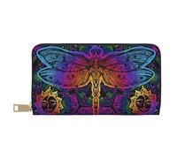 Novastar Carteras delgadas de cuero para mujeres y hombres, cartera de tarjetas de libélula india mandalas para mujeres y hombres con cremallera