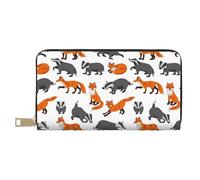 Novastar Carteras delgadas de cuero para mujeres y hombres, cartera de tarjetas Fox and Skunk para mujeres y hombres con cremallera