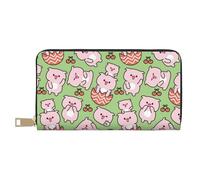 Novastar Carteras delgadas de cuero para mujeres y hombres, cartera para padres e hijos, con cierre de cremallera, color rosa