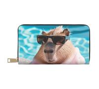 Novastar Carteras delgadas de cuero para mujeres y hombres, cartera para tarjetas de conejillo de indias para vacaciones en la isla para mujeres y hombres con cremallera