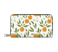 Novastar Carteras delgadas de cuero para mujeres y hombres, cartera para tarjetas de hojas naranjas fragantes para mujeres y hombres con cremallera