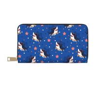 Novastar Carteras delgadas de cuero para mujeres y hombres, con diseño de caricatura, con diseño de gafas de felicidad, lindo tiburón, para mujeres y hombres con cremallera