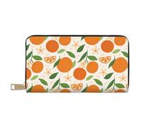 Novastar Carteras delgadas de cuero para mujeres y hombres, deliciosas hojas naranjas, cartera para tarjetas para mujeres y hombres con cremallera