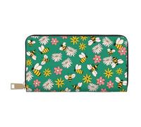 Novastar Carteras delgadas de cuero para mujeres y hombres, diseño de abejas voladoras, cartera para tarjetas para mujeres y hombres con cremallera