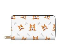 Novastar Carteras delgadas de cuero para mujeres y hombres, divertidas, bonitas, huesos de perro corgi, una cartera para tarjetas para mujeres y hombres con cremallera