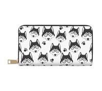 Novastar Carteras delgadas de cuero para mujeres y hombres, lindas gafas Husky divertida cartera de tarjetas para mujeres y hombres con cremallera