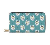 Novastar Carteras delgadas de cuero para mujeres y hombres, lindas y divertidas gafas Husky para mujeres y hombres con cremallera