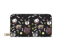 Novastar Carteras delgadas de cuero para mujeres y hombres, lindo bulldog francés husky, divertido monedero para mujeres y hombres con cremallera