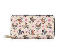 Novastar Carteras delgadas de cuero para mujeres y hombres, lindo perro corgi divertido cartera de tarjetas de flores para mujeres y hombres con cremallera